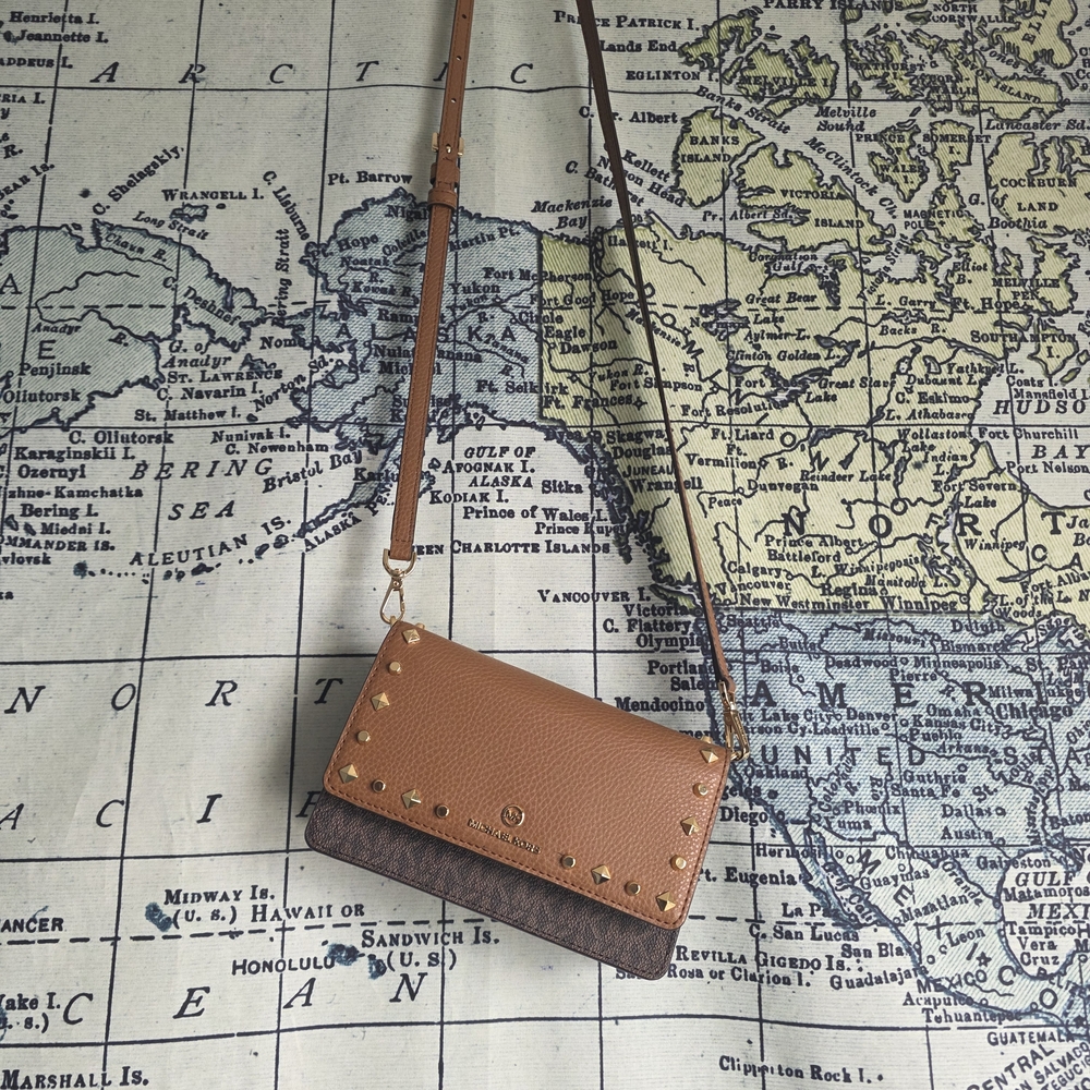 Michael Kors Tan and Brown Crossbody Bag